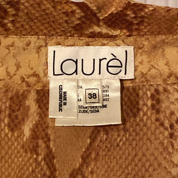 90’s Y2K Mob Wife Vintage Silk Snake Print Blouse Gold Brown Tan Size 38 Small - Picture 8 of 9